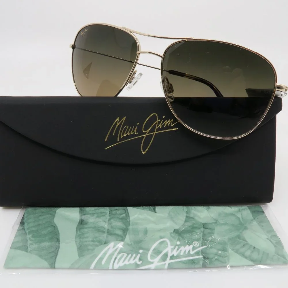 Maui Jim CLIFF HOUSE MJ 247-16 59 Gold/Bronze Polarized New Aviator Sunglasses - Picture 1 of 7